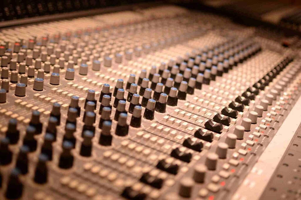 A traditional mixing desk