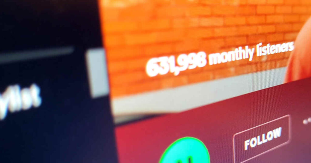 A high monthly listener count on Spotify